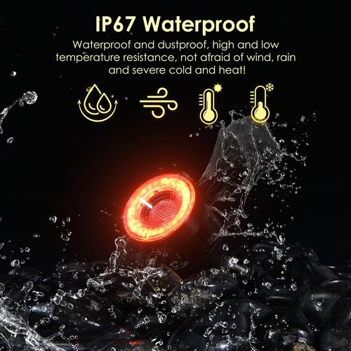 Remote Bike Tail Light 7 Colors 15 Modes with Turn Signals Horn Alarm Rear and Brake Light Auto On/Off Rechargeable 200 Lumen IP66 Waterproof Wireless Smart Rear Bicycle Tail Light 1Pcs Dark Black