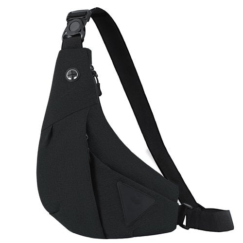 MAYMOONER Men Small Sling Shoulder Crossbody Bag, Lightweight Anti-theft One Strap Casual Chest Bag Slim Backpack for Outdoor Walking Trip Hiking Biking Fits Up to 8.3 inch iPad Mini (Black)