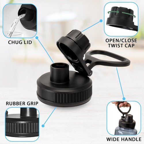 2Pcs Water Bottle Lid Replacement for Contigo wide mouth bottle, Lids replacement Compatible With Contigo 24 OZ 32 OZ 40 OZ, Leak-Proof Dust-Proof, Handle Easy to Carry, BPA Free