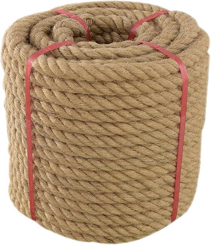 Thick Twisted Manila Ropes 2inx25ft Natural Jute Rope Heavy Duty Hemp Rope for Swing Bed, Crafts, Railing, Tug of War, Landscaping, Gardening, Bundling, Hammock, Home Decorating