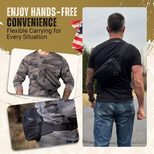 HighSpeedDaddy Carry Fanny Pack - 500D Water-Resistant Nylon, Quick Access CCW Pocket, YKK AquaGuard Zippers, EDC Bag with Adjustable Waist (upto 49"),Everyday Carry for Men & Women- Black