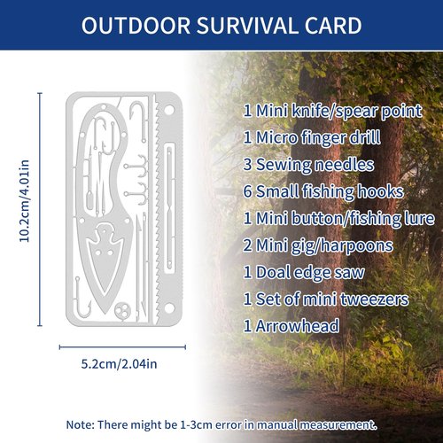 SooGree Survival Cards, Multitool Camping Tool EDC Kit for Outdoor Hiking, Fishing, Hunting, Wilderness Survival, Wallet Emergency Gear(3 PCS)