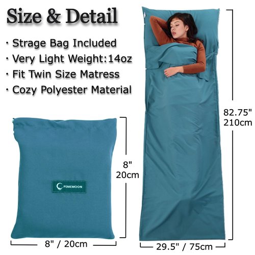 Two KAT Packable Ultralight Travel Sleeping Bag Liner, Lightweight Portable Compact Sleep Sack Sheet for Outdoor Camping Hiking Picnic Hotel (Bright Red, 29.5" x 82.5")
