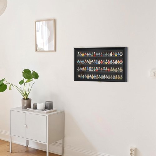 Display Case Cabinet Holders Rack for Pocket Size Mini Football Helmets Baseball Mini Helmets & Building Block Toy Minifigures (Black)