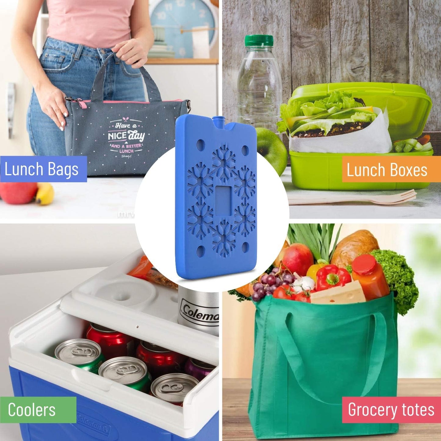 TrekProof Ice Packs for Lunch boxes and Coolers | Bento Lunch Box Ice Packs, Cooler Bag for Work, School, Picnic or Camping | Reusable Small Freezer Pack, Adult and Kid Friendly