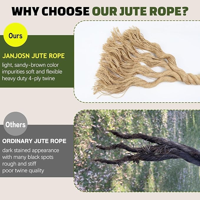 3/4 Inch Natural Jute Rope, 200 Feet Thick Hemp Rope, 4 Strands Twisted Manila for Crafts, Railings, Home Decorating, Indoor/Outdoor Use