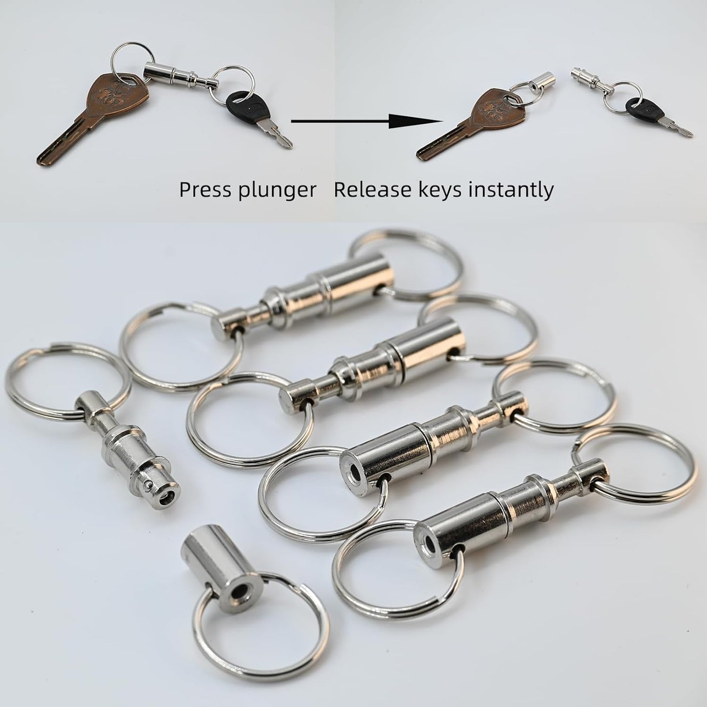 Quick Release Keychain for Backpack Detachable Small Key Ring Pull Apart Key Chain for Car Keys Set of 5