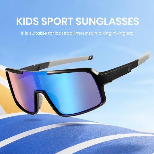 Cyxus Kids Sports Sunglasses Polarized UV400 Protection Youth Baseball Sunglasses for Boys Girls Cycling Softball