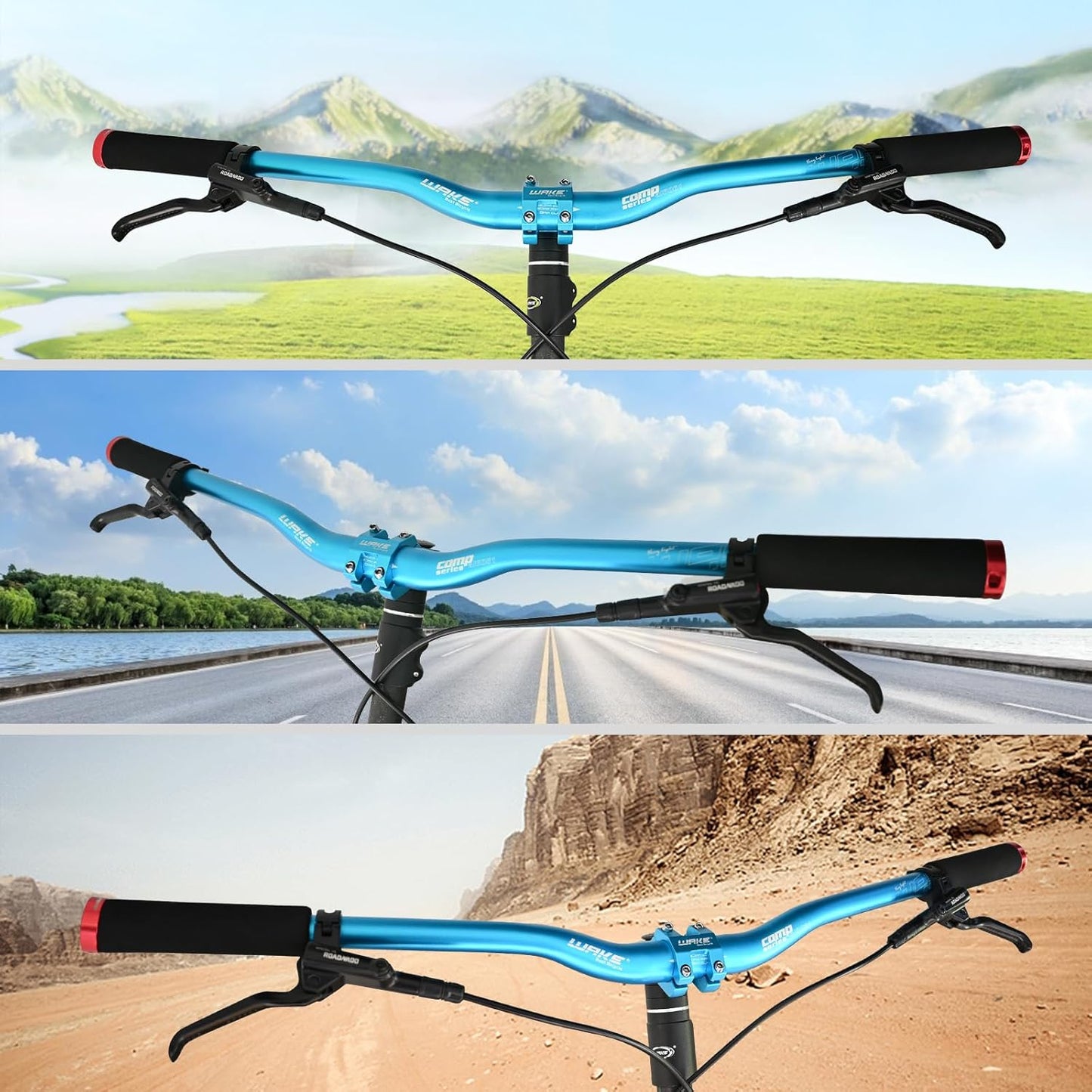 Wake Bicycle Handlebars 31.8 mm Mountain Bike Handlebar 720mm/780mm Aluminium Alloy MTB Handlebar Bicycle Riser Bars Extra Long Bicycle Handlebars for Downhill Cycling Racing