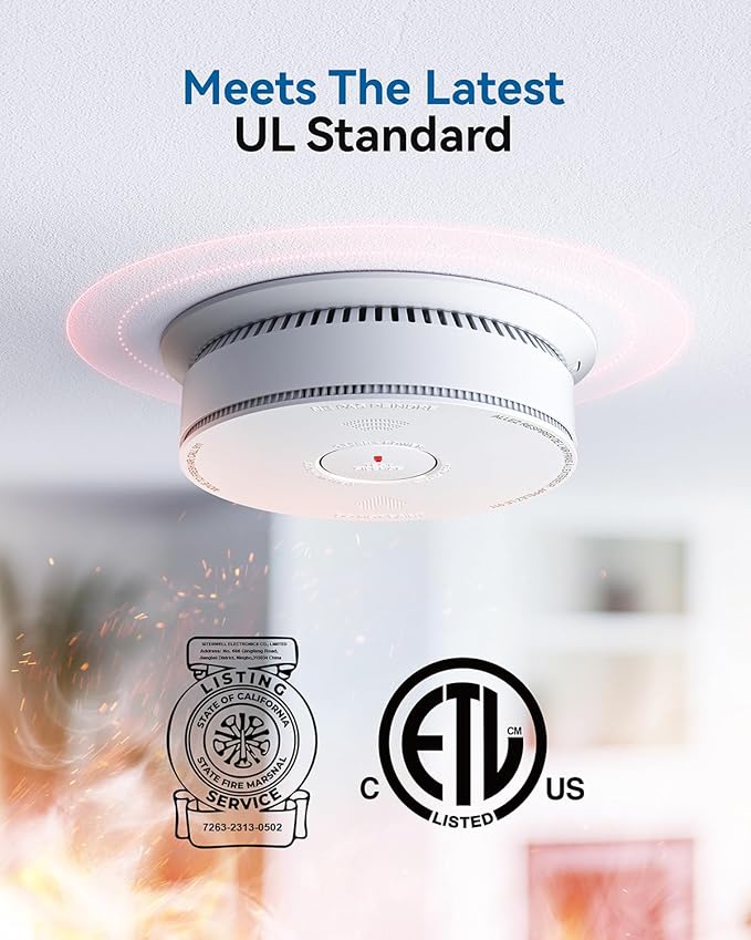 SITERWELL Hardwired Smoke Detector Carbon Monoxide Detector 10 Year Battery, Meets UL217-9th Standards, Interconnected Smoke and Carbon Monoxide Detector Combo with Bilingual Voice Alerts, 3 Pack