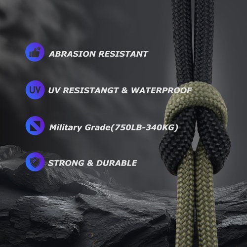Paracordland-750LB Paracord Rope-100ft/500ft/1000ft- 9 Strand Parachute Spool Cord Heavy Duty String Ideal for Survival Gear Bracelet Camping Hikig Fishing-Army Green