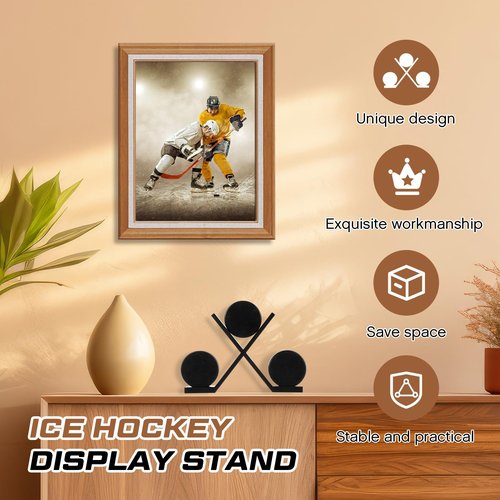CroBlissful Wooden Hockey Puck Display Case Hockey Puck Holder for 3 Collectibles Display Stand Rack for Sports Players Team Gifts Living Room Bedroom Decoration