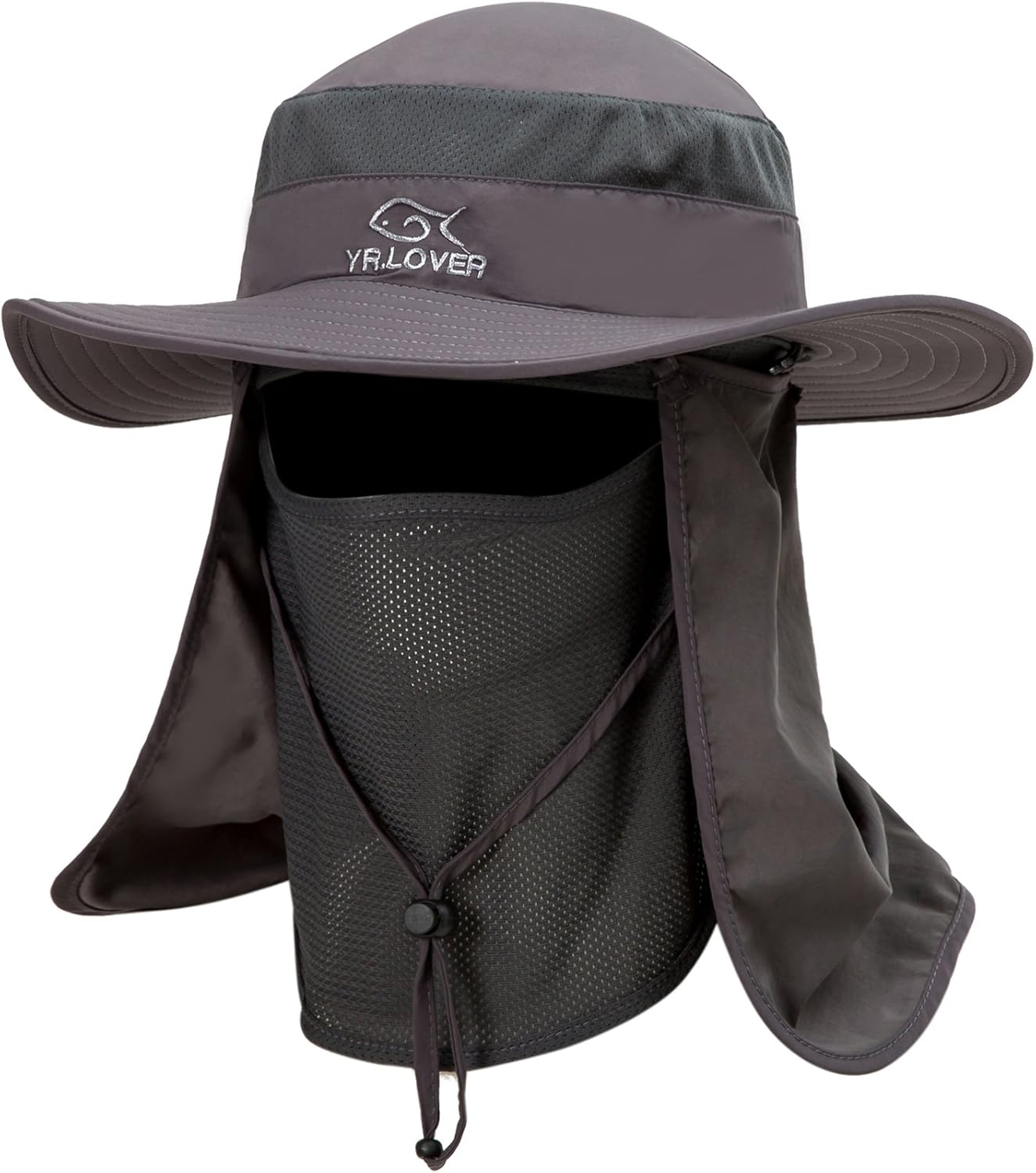 YR.Lover Outdoor UV Sun Protection Wide Brim Fishing Cap with Removable Flap