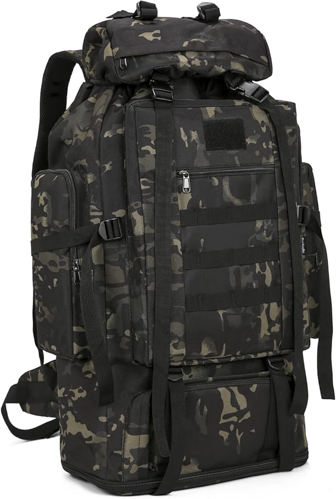 100L Tactical Military Backpack for Men - Waterproof Hiking & Hunting Pack with MOLLE System, Adjustable Suspension, Survival Gear Compartment - Outdoor Camping, Trekking Travel Backpack