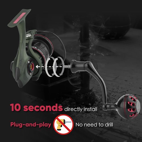 GOMEXUS Power Handle for Abu Garcia Revo Zata Spinning Reel (Black Red)