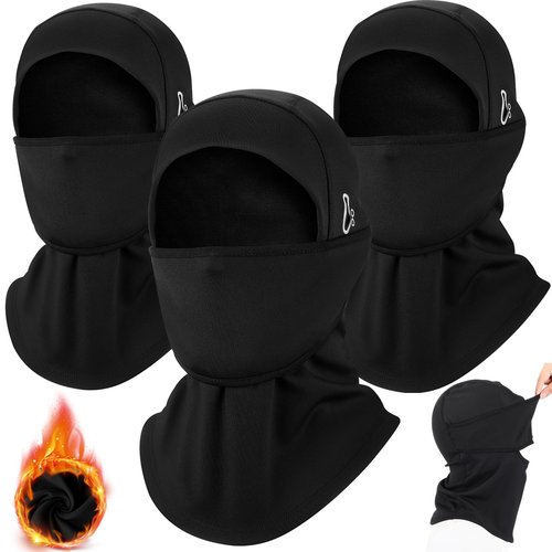 Eurzom 3 Pcs Winter Balaclava for Men Women Moveable Ski Face Mask with Reflective Stripe Windproof Thermal Scarf Mask(Black)