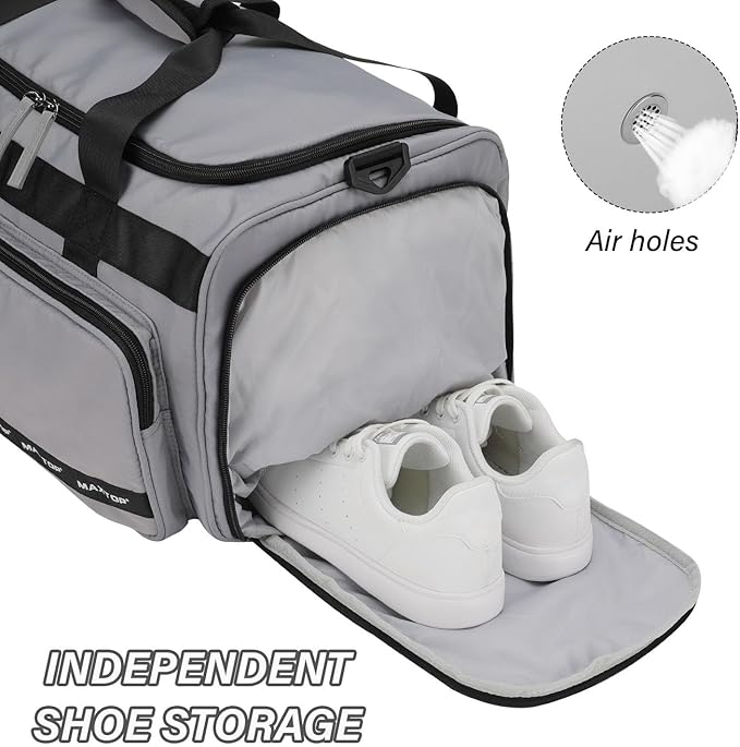 MAXTOP Gym Bag for Women Men Travel Duffle Bag Large Capacity Carry On Weekender Overnight Bag With Shoe Compartment Gym Tote Dry Wet Separation Duffel Bag for Travel