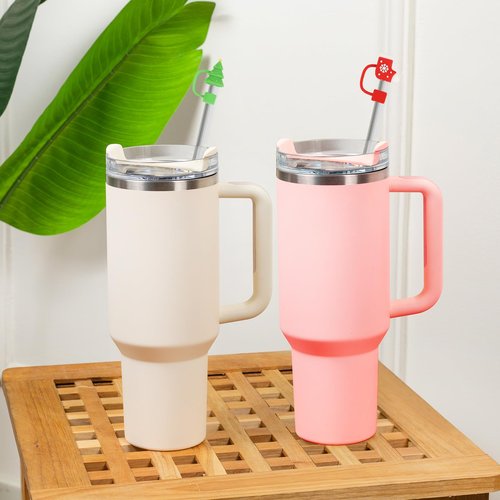 Silicone Straw Cover Cap Compatible with Stanley Cups 30 40 oz Toppers for Tumblers Reusable Dust Proof Straw Cover for 10mm Accessories (6pcs-Christmas)