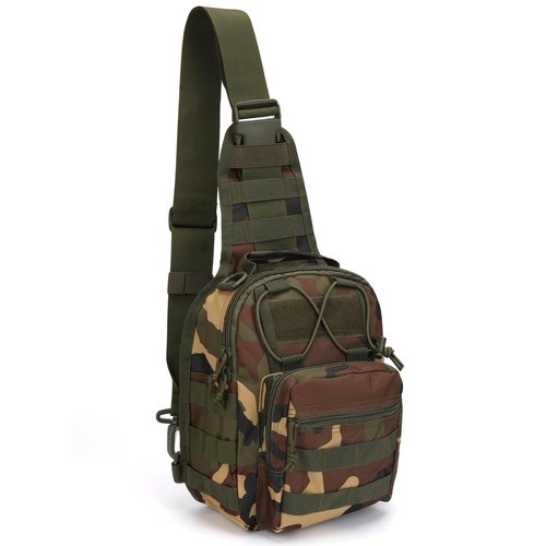 flipfit 900D Outdoor Tactical Shoulder Bag, Men Women Waterproof Lightweight Chest Sling Bag for Hiking Riding & Camping（Jungle Camo）