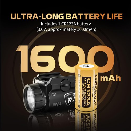 WARRIORLAND MB2 Compact Pistol Light, Fits G17 /G19 /P320 /G3C /G2C /M&P 9 /Hellcat Pro/1911 and Other 100+ Handguns, 500-Lumen Universal Rail Mounted Tactical Weapon Light with LED, Power Indicator