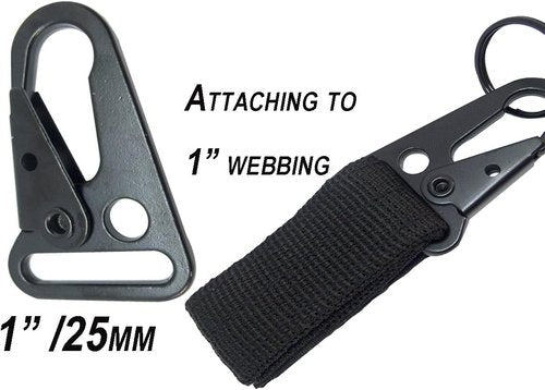 4 pcs Tactical Key Ring Belt Holder Nylon Clips with 1" HK Hooks Keychain Carabiner Buckle for Molle Strap Webbing Attachement, Black Khaki Green