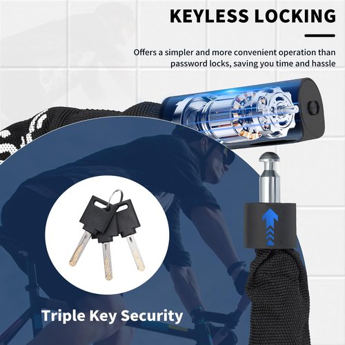 Sportneer 6mm Thick High Security Anti Theft Bike Chain Lock with Keys - 3.2ft Long Heavy Duty Anti for Bike, Motorcycle, Bicycle, Door
