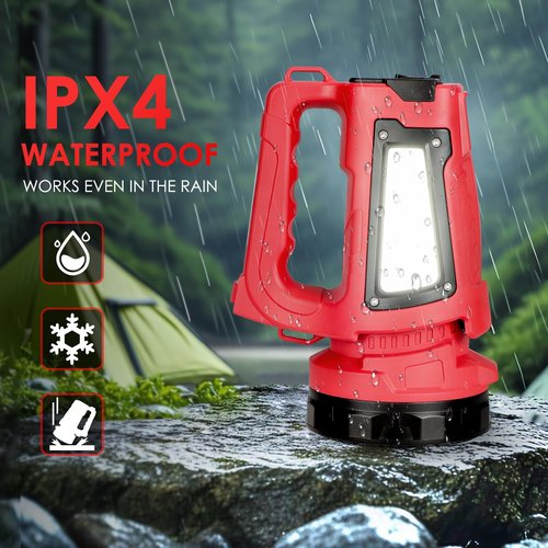 BOBKID Rechargeable LED Flashlight, Camping Lantern Flashlight with 1000LM, 7 Modes, Power Bank, IPX4 Waterproof Camping Essentials Light for Hurricane Emergency Hiking Survival Kits - Red