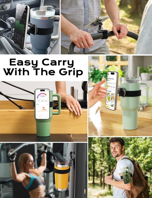 TAZENI Fit Magsafe Water Bottle Gym Stroller Phone Holder Strap Magnetic Phone Holder for Stroller Gym Accessories for Stanley Owala Yeti Hydrojug 10-60oz Tumbler Adjustable for iPhone & Android