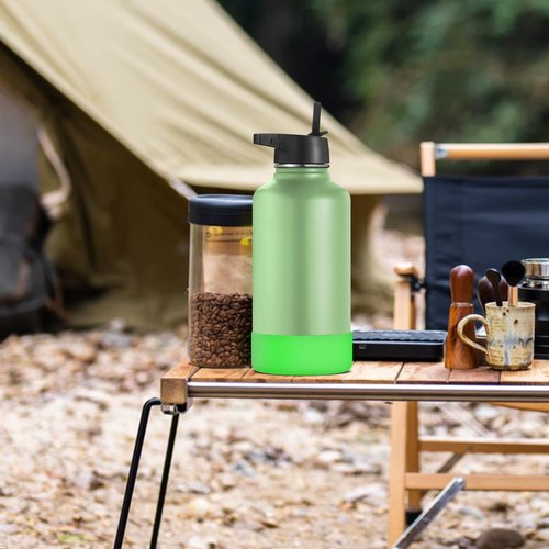 Linkidea Water Bottle Boot Compatible with Iron °Flask Wide Mouth 64oz Waterbottles, Silicone Bottle Bottom Sleeve Cover Protector, Water Bottle Bumper (Green)