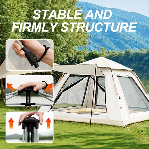 Survivales Camping Tent 4 Person, 4-Person Dome Tent, Tents for Camping Instant Automatic pop up Tent for, Backpacking, Hiking Camping Outdoor Essentials (Gray)
