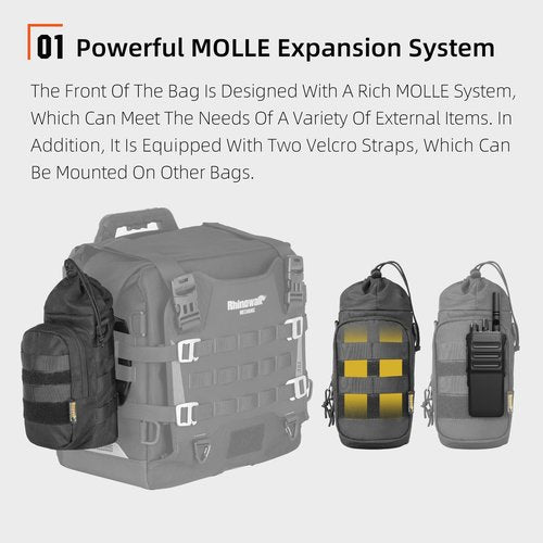Rhinowalk Motorcycle Water Bottle Holder Bag Tactical Pouch with Drawstring Molle Insulated Bottle Bag to Keep Warm Cool