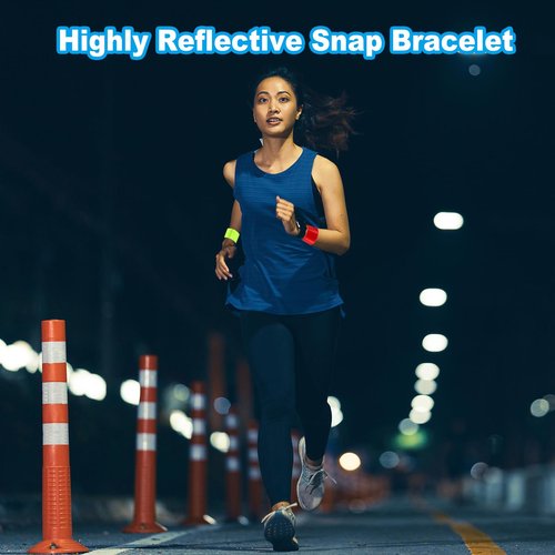 PATIKIL Reflective Slap Bands, 12 Pcs Reflector Band Snap Bracelet Armbands High Visibility Safety Reflectors Wrist Strap Strips for Night Jogging Cycling Running Hiking, Red
