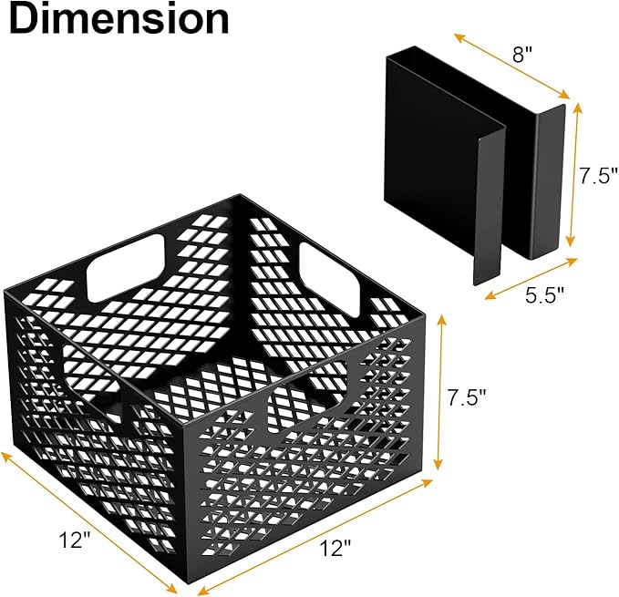 Charcoal Firebox Basket & Minion Method for Oklahoma Highland Bandera Longhorn, Charcoal Box and Latches All-in-one No Assembly Needed Porcelain Enamel(1 Basket and 2 Maze Bar Plate)