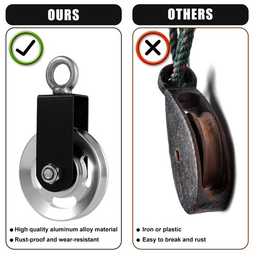 Cable Pulley Wheel, 360-Degree Rotation Bearing Weight Pulley with Hanging Straps & Carabiner Silent Gym Exercise Machine Attachments Replacement Parts Accessories for Straight LAT Pulldown Bar