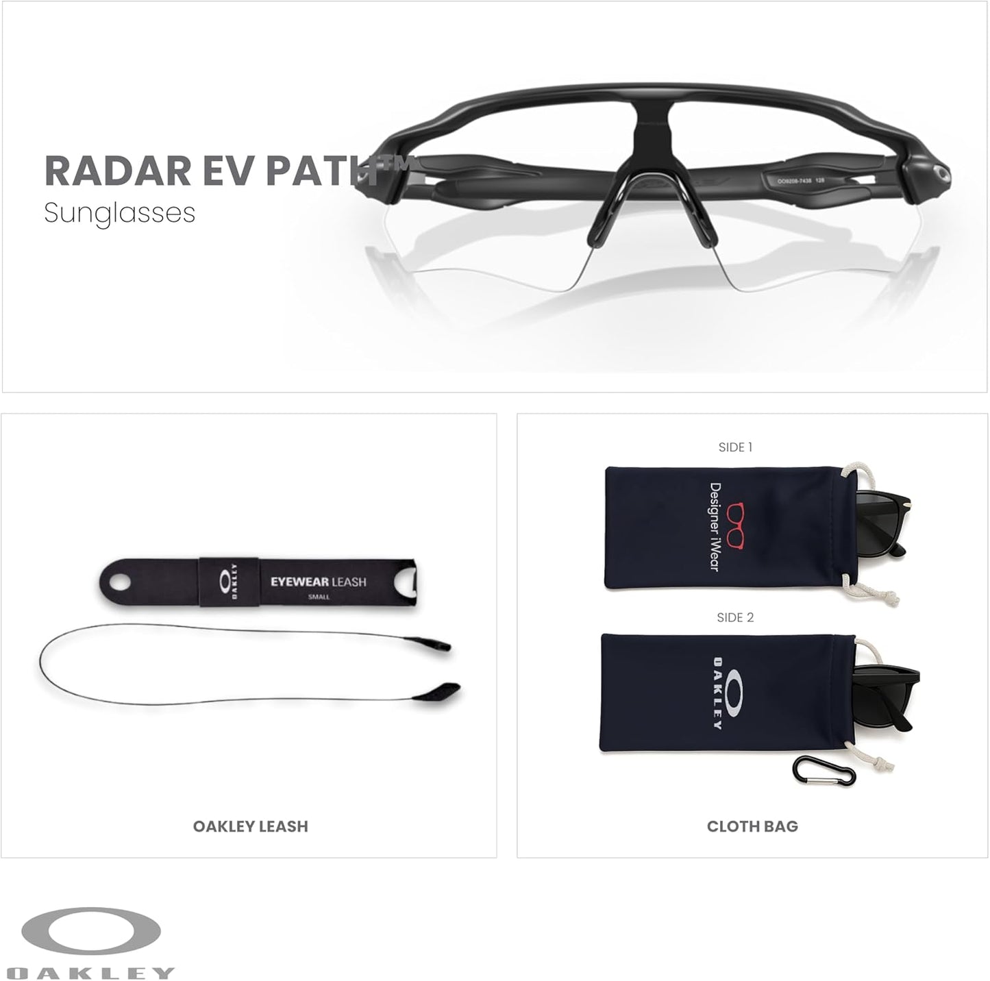 OAKLEY Radar EV Path OO9208 Sunglasses For Men+ Bundle Accessory Leash Kit, Microfiber Pouch