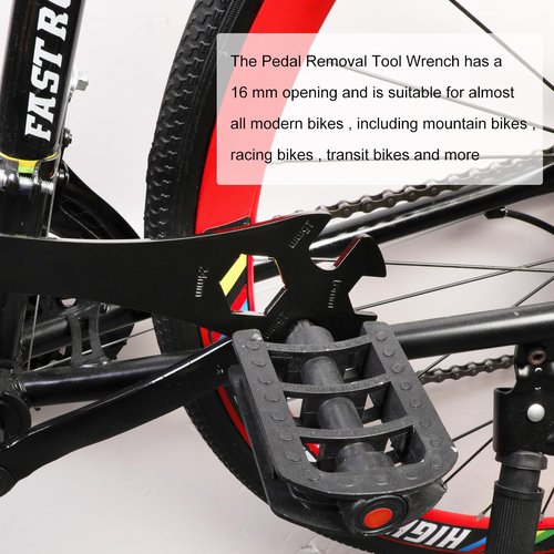 Oumers Bike Pedal Wrench, Bicycle Pedal Removal Tool Spanner with 323mm Extra Long Handle Multifunctional 15mm 16mm Pedal Removal Wrench and 24mm Hexagon Hole for Bike Repair