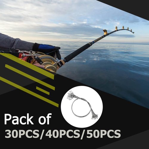QISHUO Steel Swivel Fishing Leaders Freshwater Wire Stainless Fishing Leader Saltwater Fishing Rigs Wire Leaders Lures White Nickel, #4, 50lb, 11.8in, 30pcs
