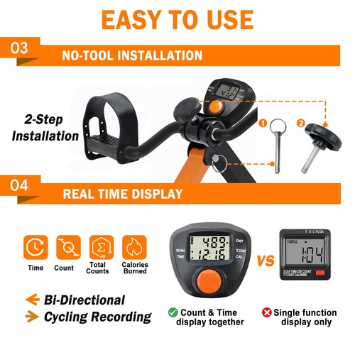 GOREDI Under Desk Exercise Bike, Pedal Exerciser with Adjustable Heights, Foldable Cycle Bike for Office, Stable Suction Cups Peddler Exerciser for Seniors, Fitness Exerciser for Arm & Leg Workout