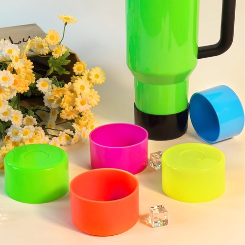 Vmini Protective Neon Boot for Stanley Cup 20/30/40oz, Compatible with Hydro Flask 12-24oz & Simple Modern 20-40oz, Silicone Sleeve for More Tumblers & Water Bottles of 2.8-2.95" Bottom, Neon Green