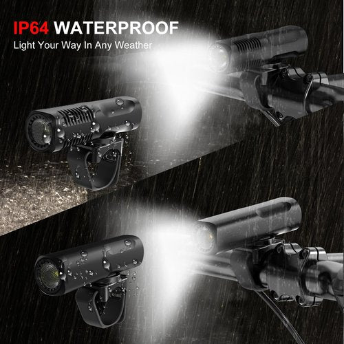 Spolite 1000lm Bike Light Set, Headlight and Taillight Combination, Aluminium Alloy Body, IP64 Waterproof, High Lumen LED Front and Rear Lights and Also A Flashlight