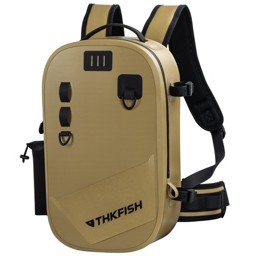 THKFISH IPX8 Waterproof Fishing Backpack with Rod Holder, Lightweight Fishing Sling Bag, Move Freely Fish Gifts for Men