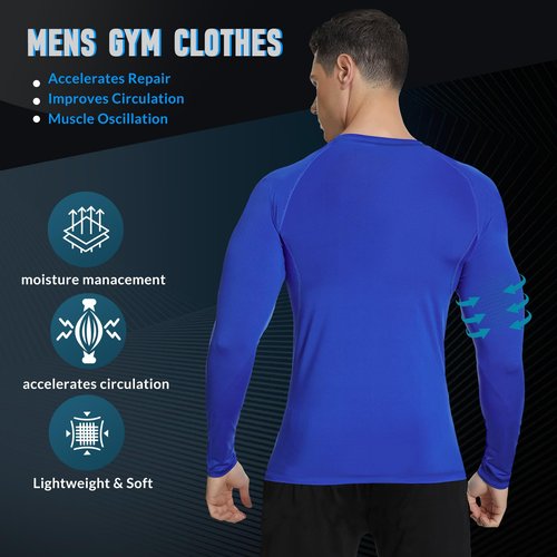 MEETWEE 5 Pack Compression Shirt Men, Long Sleeve Compression Shirts for Men, Base Layer Men Compression Undershirts - M