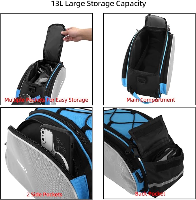 Lixada Bicycle Back Pannier Bag Bicycle Back Seat Bag Saddle Bag Shoulder Bag for Mountain Bike Cycling Outdoor