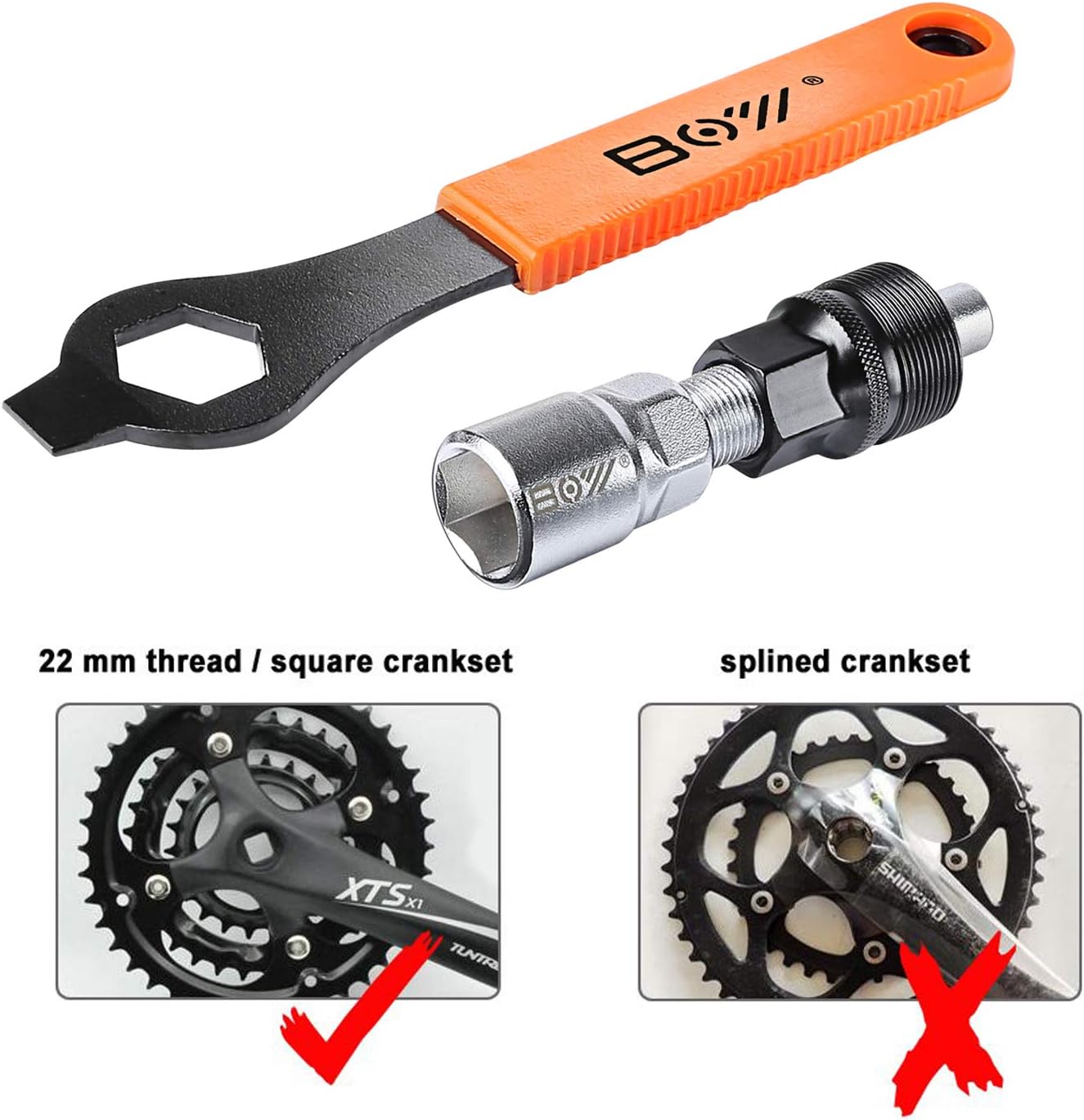 Oumers Bike Bicycle Crank Extractor Puller Remover Set with 16mm Spanner Wrench for Square Thread Taper Crank Arm and Crankset