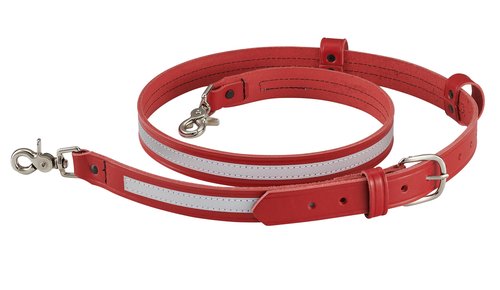 Shield Wallets Firefighter Reflective Radio Strap and Holder Red Leather Bundle Set Includes Radio Holster with Chrome Snaps, Sway Strap, Cord Keepers