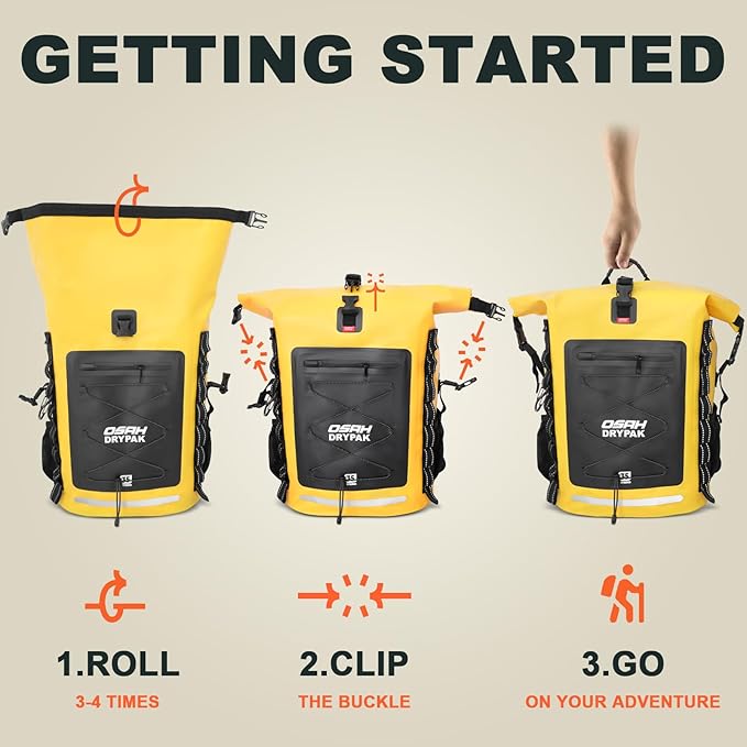 Waterproof Backpack Dry Bag 35L/55L – Heavy Duty Roll-Top Hiking Backpack Sack Keeps Gear Dry for Travel, Kayaking, Boating, Camping, Rafting and Fishing