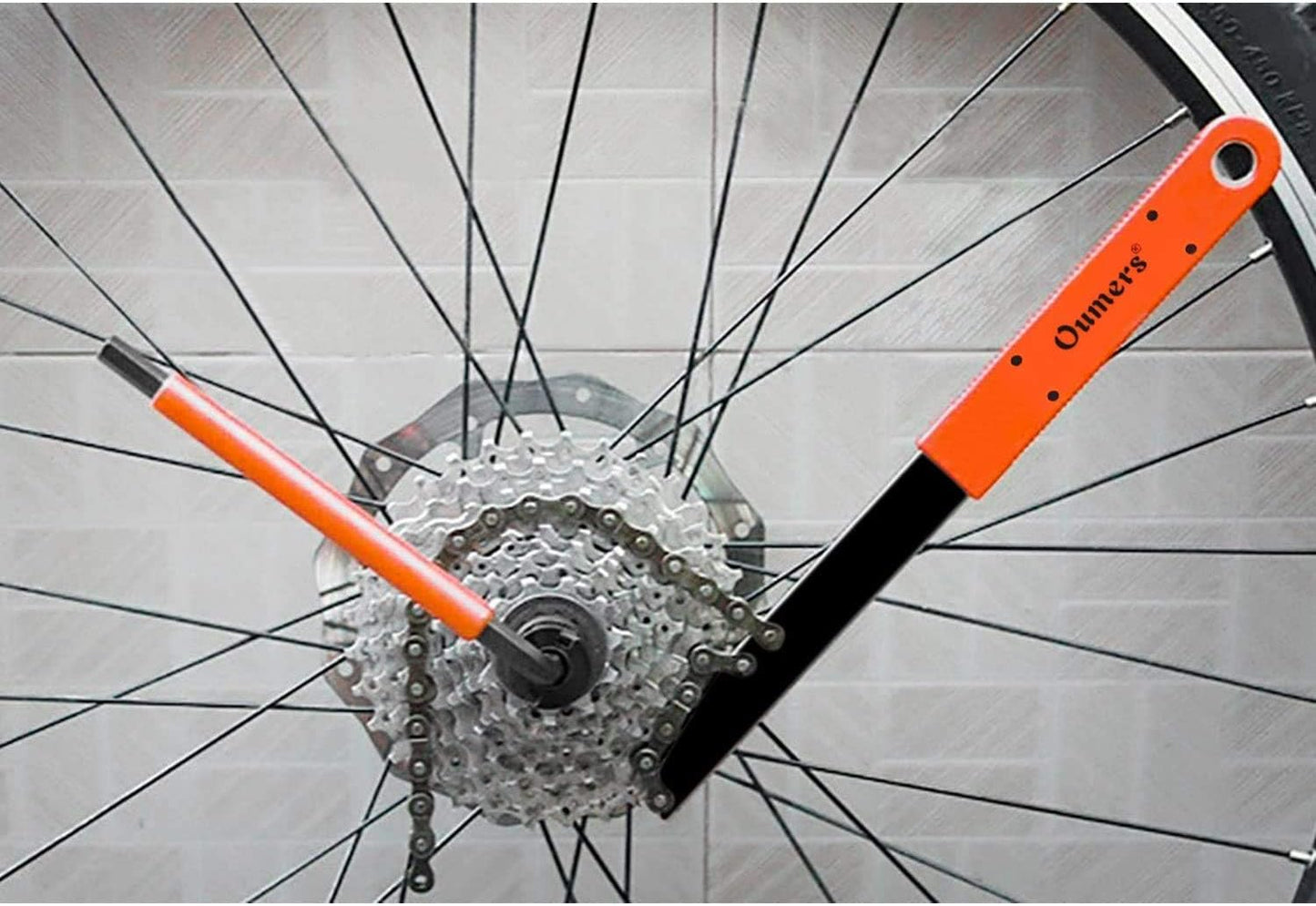 Oumers Bike Cassette Removal Tool with Chain Whip and Auxiliary Wrench Bicycle Sprocket Removal Tools, Bicycle Cassette Lock Ring Extractor Freewheel Remover Wrench Sprocket Remover