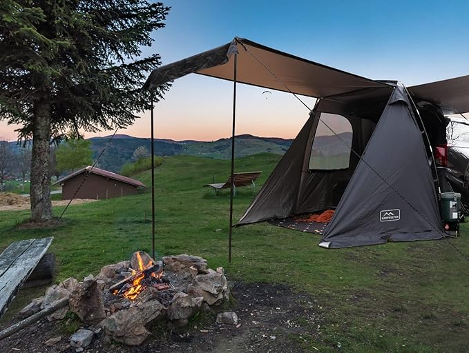 KAMPKEEPER SUV Car Tent, Tailgate Shade Awning Tent for Camping, Vehicle Camping Tents Outdoor Travel (Black)