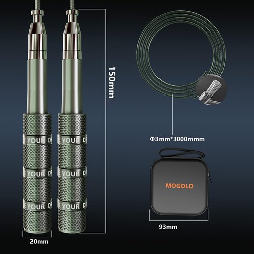 MOGOLD Speed Jump Rope for Crossfit & Boxing - Adjustable Length Skipping Rope with Durable PVC Cable for Men Women - Home & Gym Workout