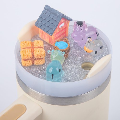 JUNIQUTE Compatible with Stanley Cup Lid Accessories Charms, Charms for Stanley Cups H2.0 Accessories 30oz 40oz with Silicone Straw Cover Cap for Tumblers (Cow, 30oz)
